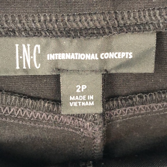 INC International Concepts  Skinny Pull On Pants Front Black Faux Leather Sz 2P - Picture 10 of 11